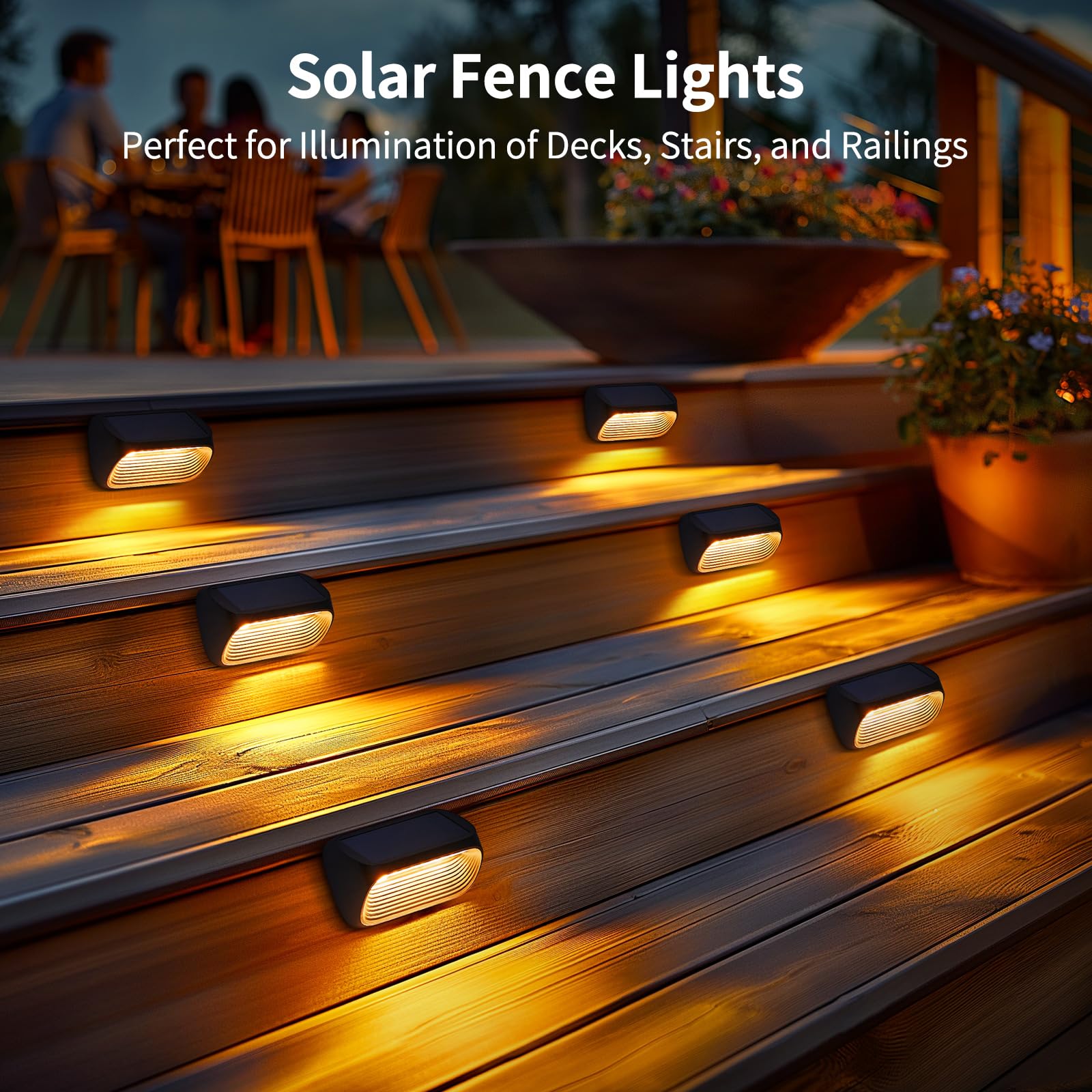 LETMY Solar Fence Lights Outdoor Waterproof - 6 Pack Solar Powered Fence Lights with 3 Modes & Auto On/Off - Energy Efficient Solar Deck Lights for Yard, Stairs, Fence, Wall, Patio - Perfect for Garden, Pathway, and Landscape Lighting at Night