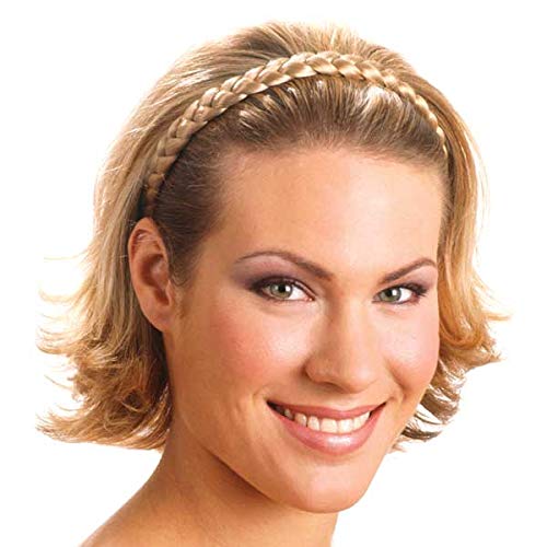 Thick Braided Headband for Women & Girls - Classic Synthetic Wig Hair Elastic Hairband - Perfect for Parties, Weddings & Everyday Wear - Blonde