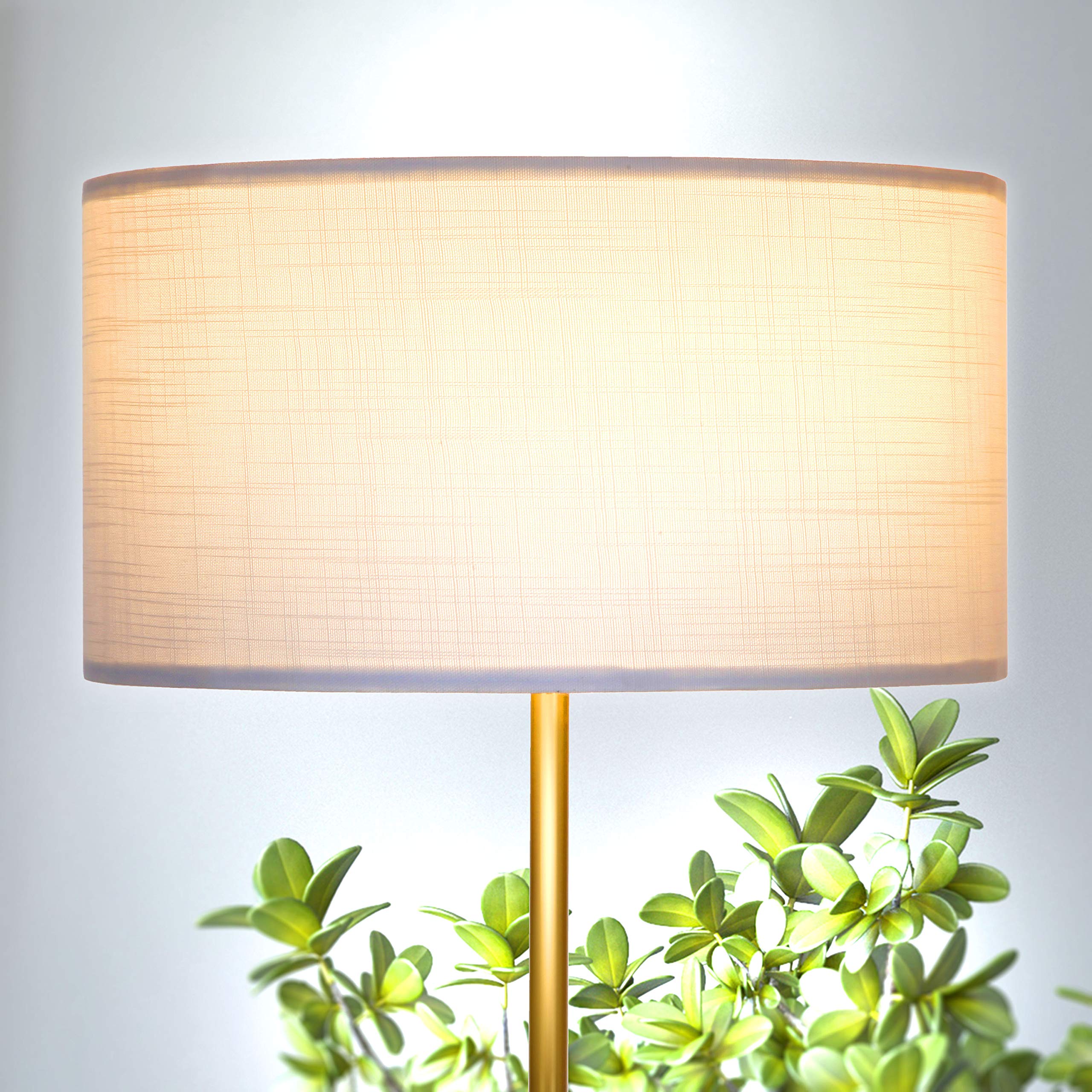 Brightech Quinn LED Floor Lamp - Modern Mid-Century Standing Lamp for Living Room, Bedroom & Office - Adjustable Tall Lamp with Heavy Base for Reading & Décor - Brass/Gold Finish - Perfect for Home Lighting & Workspace Illumination