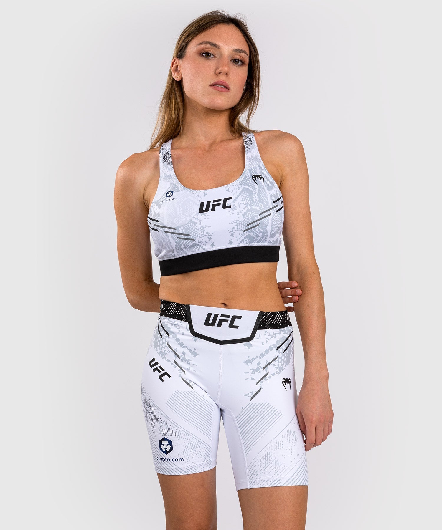 Venum UFC Adrenaline Personalized Authentic Women's Fight Night Vale Tudo Shorts - Long Fit White MMA Training & Competition Gear