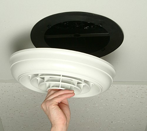 HT-CCGB-R1BD 8 Inch White Round Capital Crown Ceiling Diffuser with Boot & Butterfly Damper - HVAC Air Ventilation System for Commercial Buildings and Offices