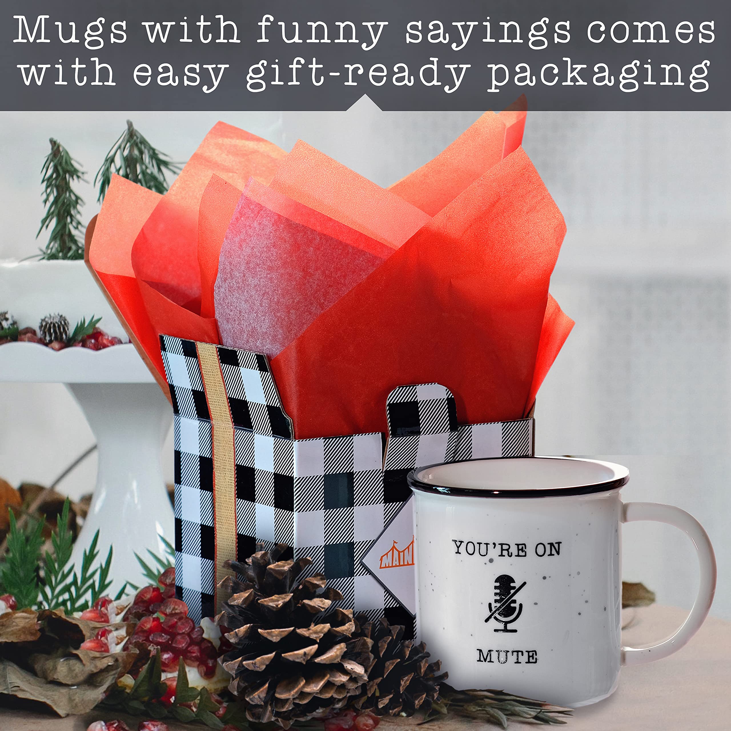 Funny 'You're On Mute' 11oz Ceramic Coffee Mug - Farmhouse Style Gift with Humorous Quote, Microwave Safe - Perfect for Teachers Day, Office Gifts & Virtual Meeting Humor