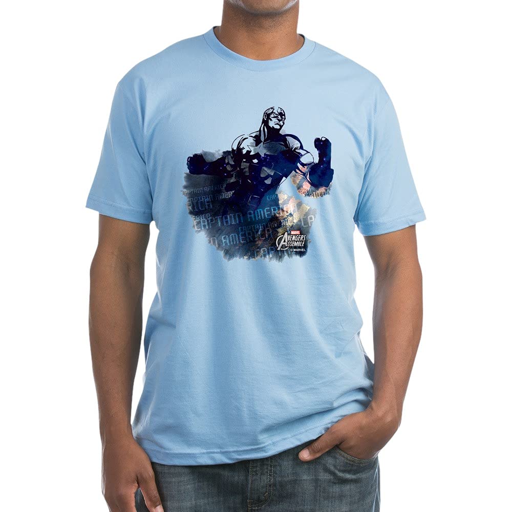 Captain America Fitted T-Shirt for Men - Marvel Superhero Graphic Tee - Comfortable Cotton Shirt for Cosplay, Comic Con & Casual Wear
