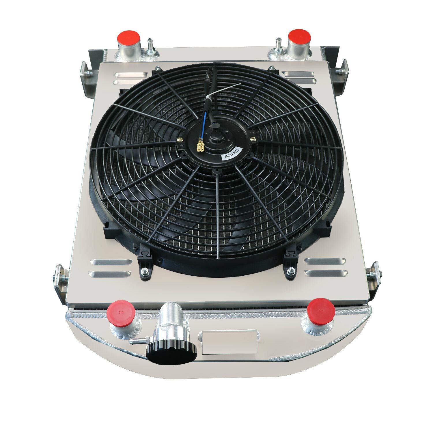 3 Row Aluminum Radiator with Shroud Fan & Relay Kit - Compatible with 1932 Ford Flathead V8 (Stock Height) - Perfect for Classic Car Restoration & Hot Rod Cooling System Upgrades