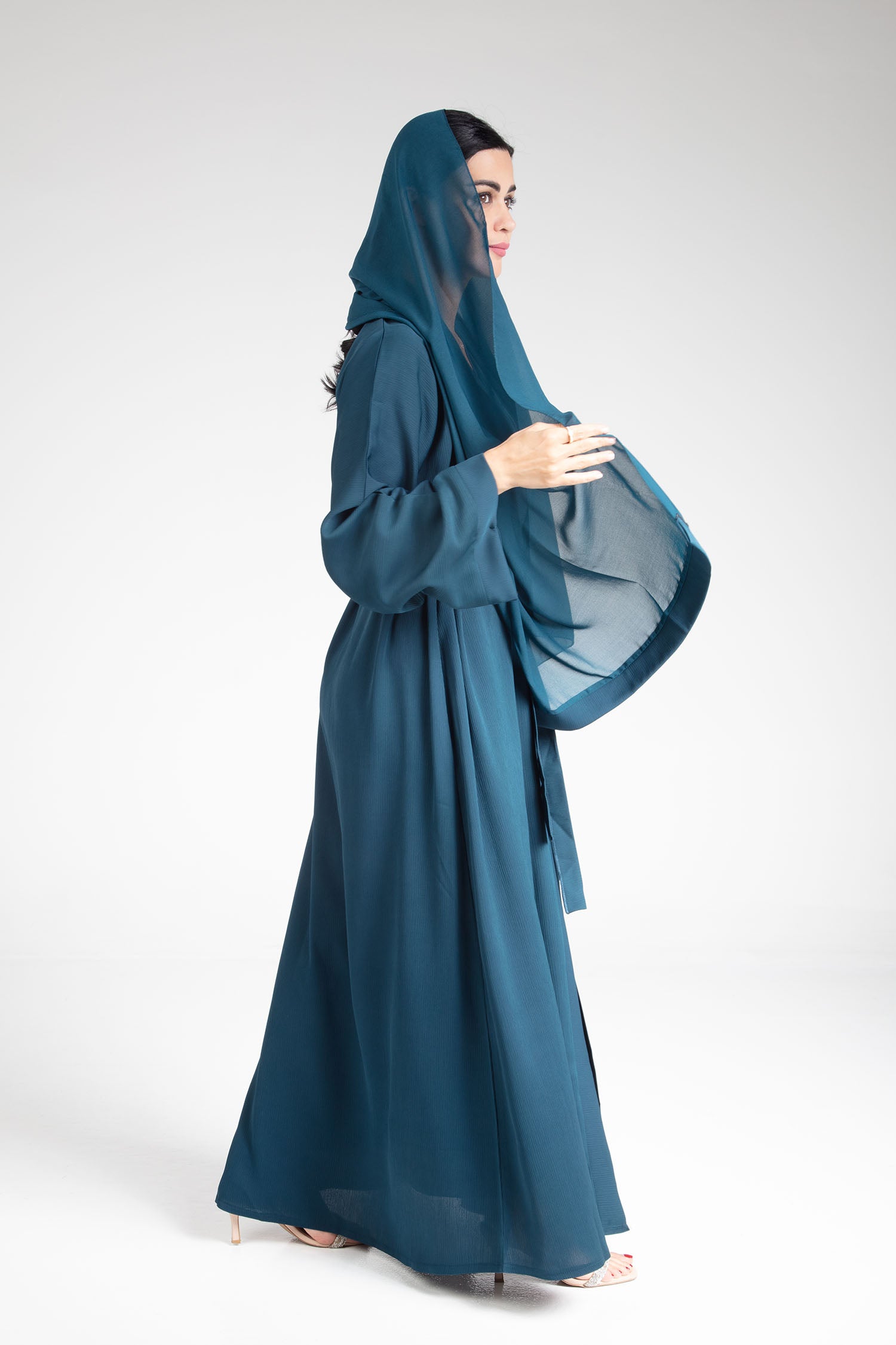 Elegant Jade Open Abaya - Stylish Muslim Prayer Dress for Women - Perfect for Prayer, Mosque, and Special Occasions