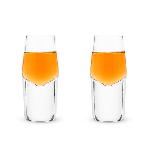 Premium Raye Heavy Base Crystal Shot Glasses Set of 2 - Elegant Whiskey & Tequila Glasses for Home Bar, Parties & Gifts