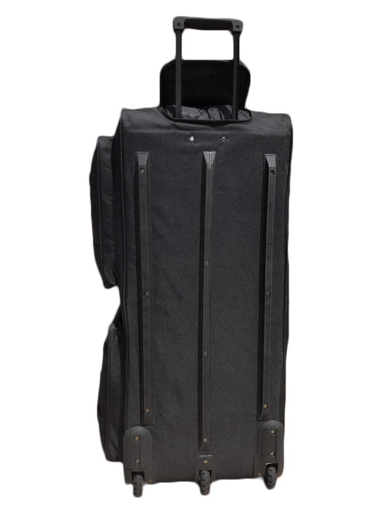 36-inch Rolling Duffle Bag with Wheels - Heavy Duty XL Luggage for Travel, Hockey Gear & Sports Equipment - Oversized Wheeled Duffel Bag for Gym, Camping & Airplane Carry-On (Black)