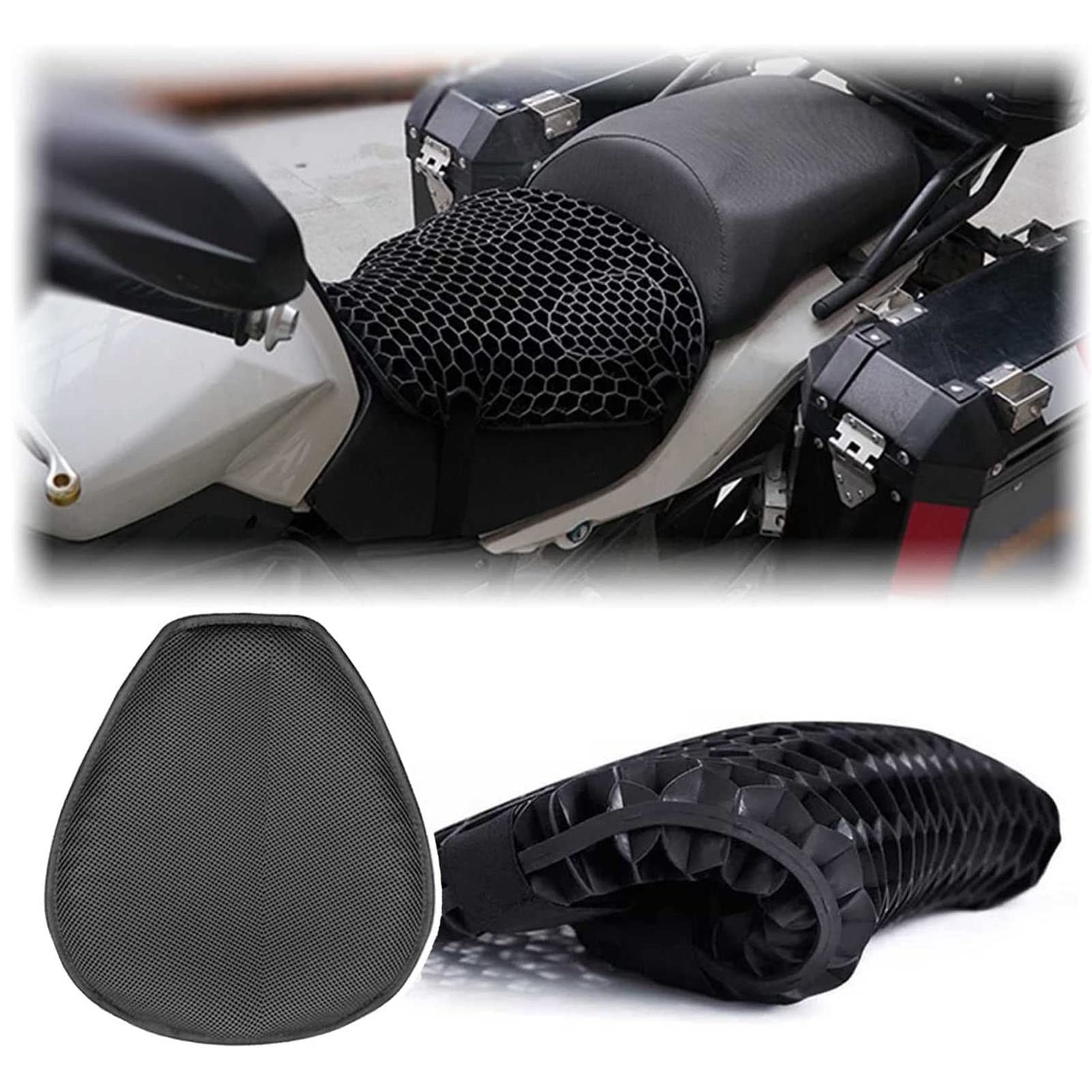 Universal Motorcycle Seat Pad - 3D Honeycomb Cushion for Shock Relief | Riding Comfort
