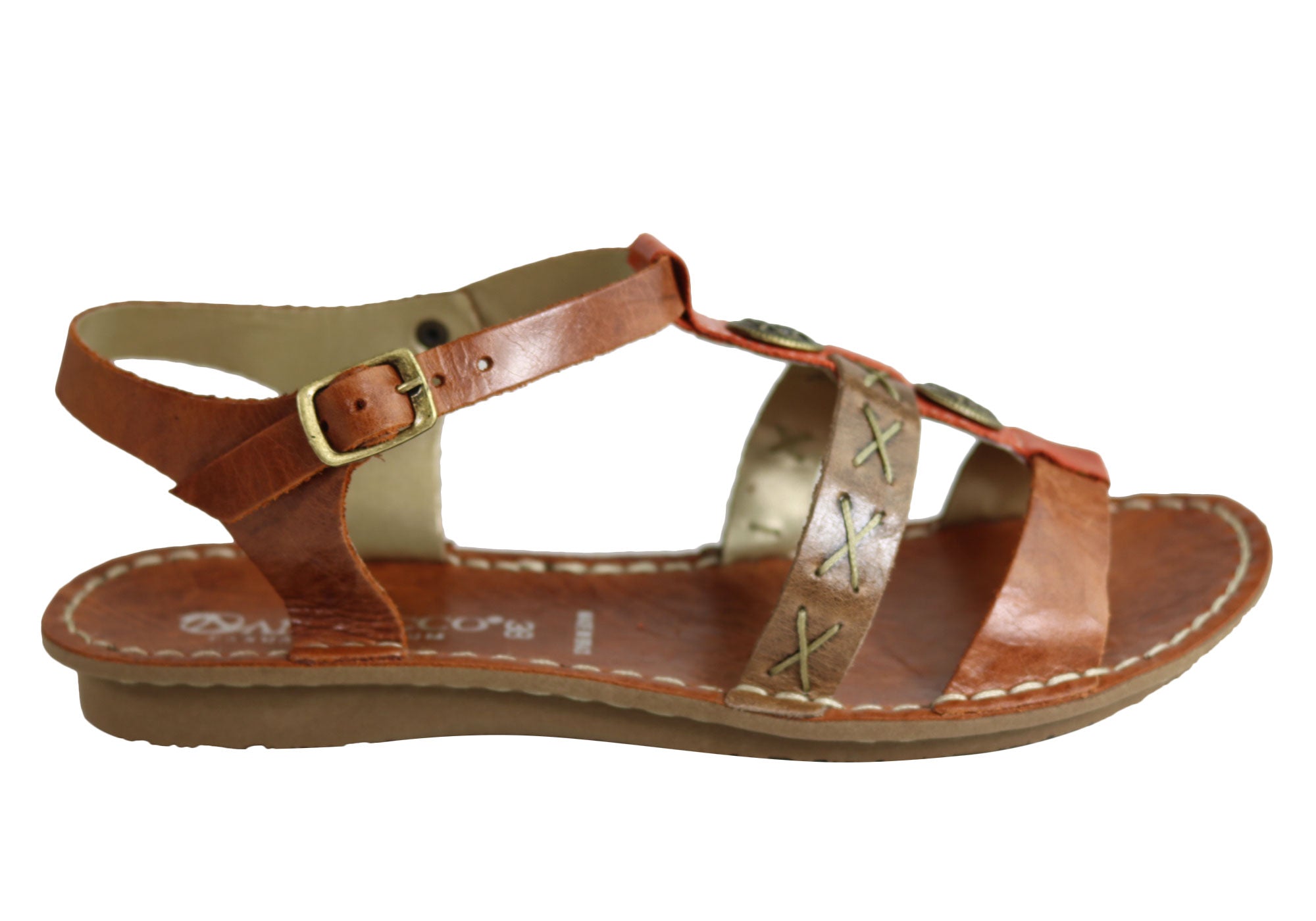 Andacco Madisson Women's Comfort Flat Leather Sandals - Handmade in Brazil - Perfect for Summer, Beach & Casual Outings