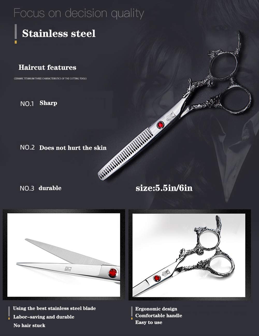Professional Hair Cutting Shears Set - Hairdressing Scissors, Thinning Shears & Case for Salon & Home Use | Perfect for Stylists, Barbers & DIY Haircuts