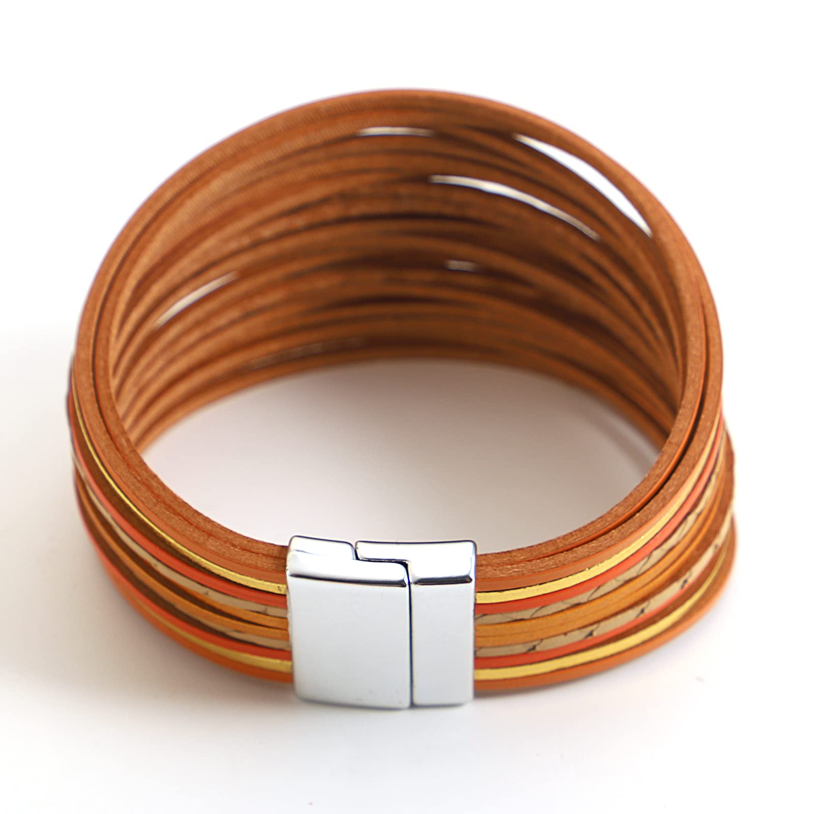 Hotoo Handmade Layered Leather Bracelets for Women & Men - Stackable Chunky Cuff Bracelet Wristband Bangle Gift Set (Perfect for Casual Wear, Boho Style & Gift Giving)