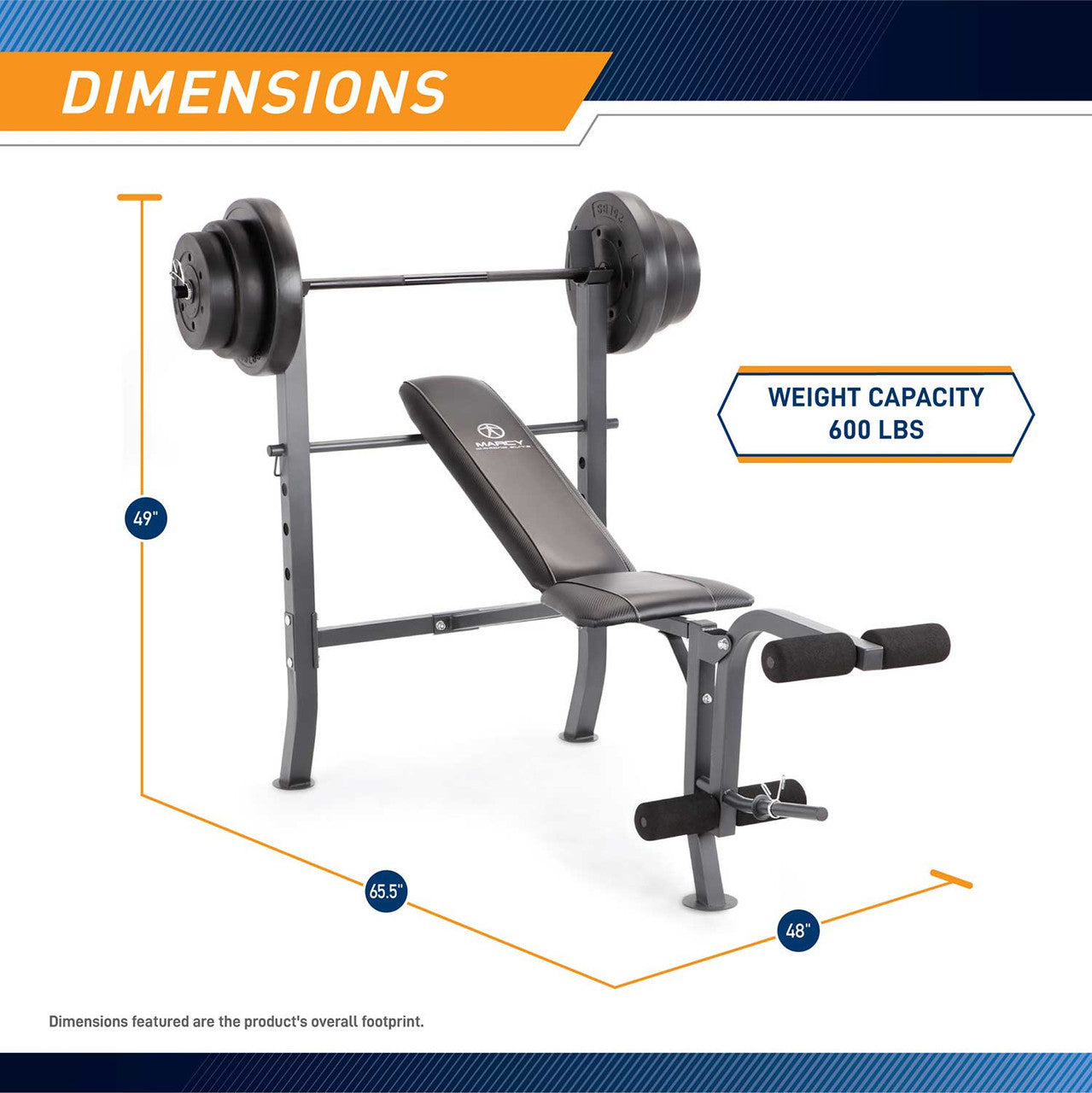Marcy Diamond Elite MD 2082W Standard Weight Bench with 100lb Weight Set - Home Gym Equipment for Strength Training & Fitness Workouts