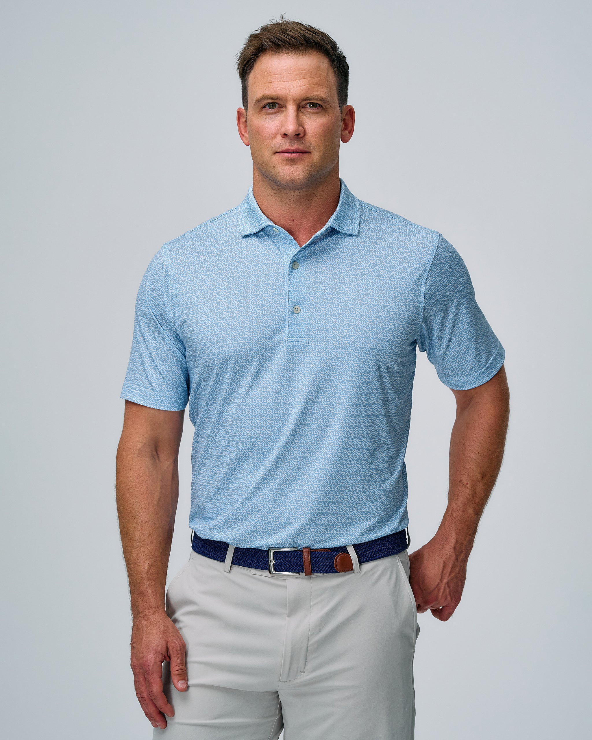 SEACLIFF PRINT POLO Shirt for Men - Stylish Casual Short Sleeve Button Down Shirt - Perfect for Summer, Beach, and Outdoor Activities