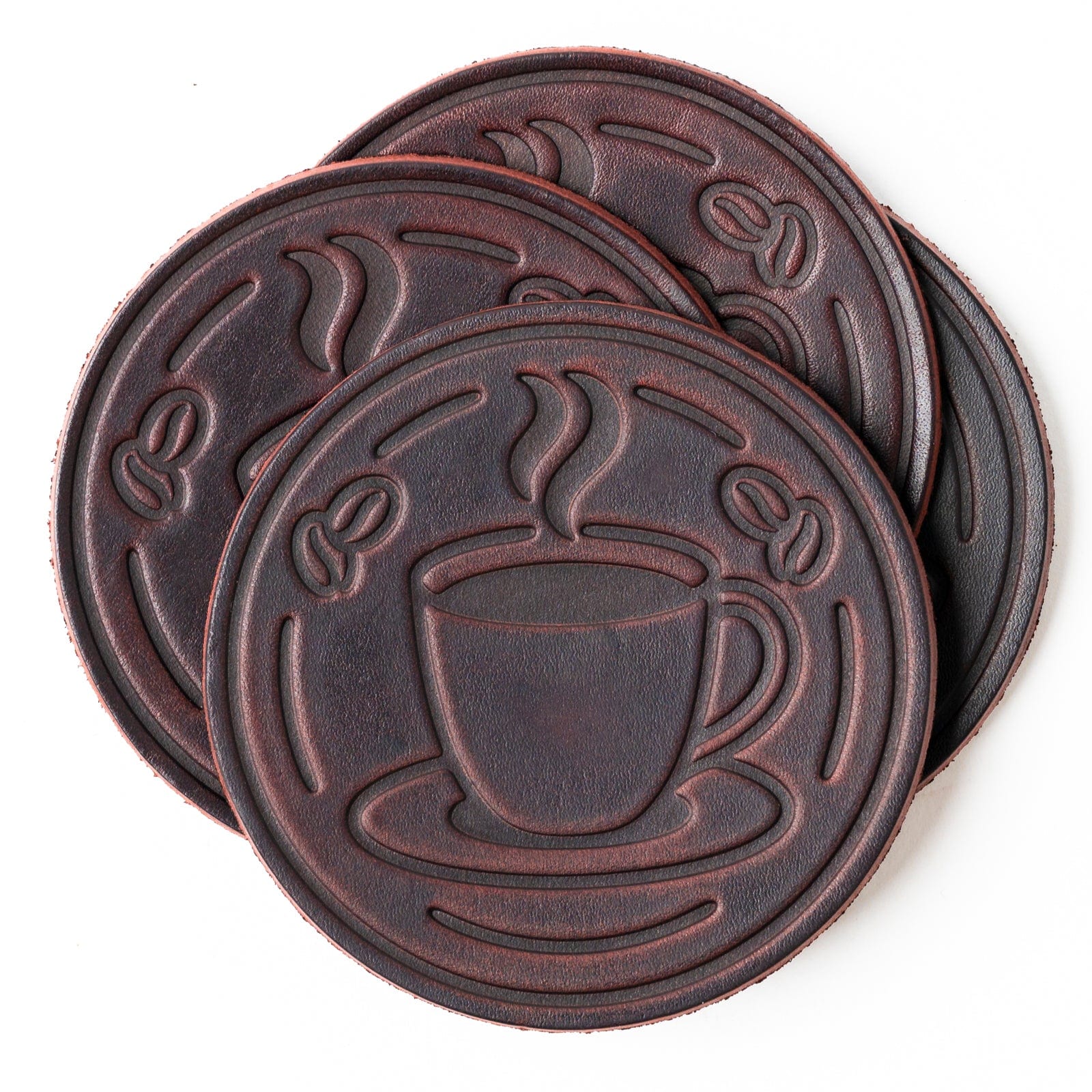 Premium Leather Coasters Set of 4 - Absorbent Drink Pads for Coffee, Tea & Wine - Elegant Home & Office Bar Accessories