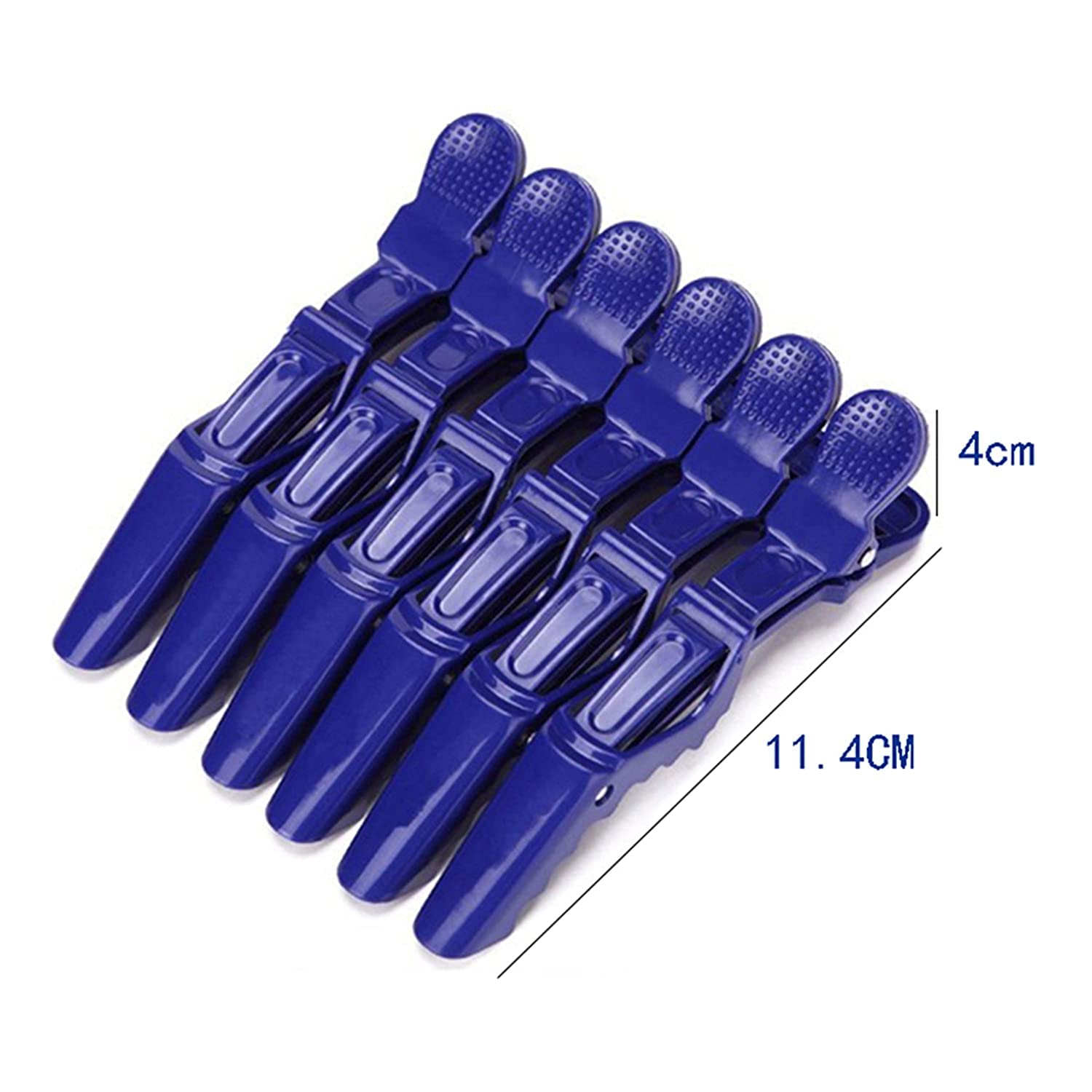 SIYAA Professional Alligator Hair Clips 6-Pack - Salon Quality Styling Clips for Hairdressing, Braiding & Extensions - Durable Plastic Gator Clips for Salon & Home Use (Blue)