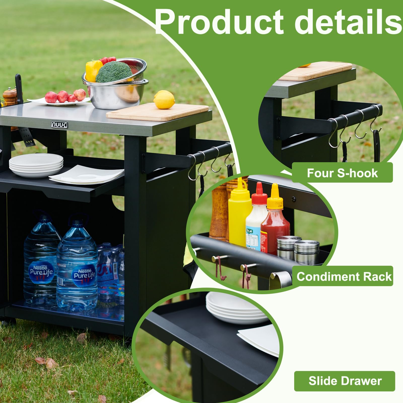 NUUK Deluxe Outdoor Grill Cart with Wheels - 20