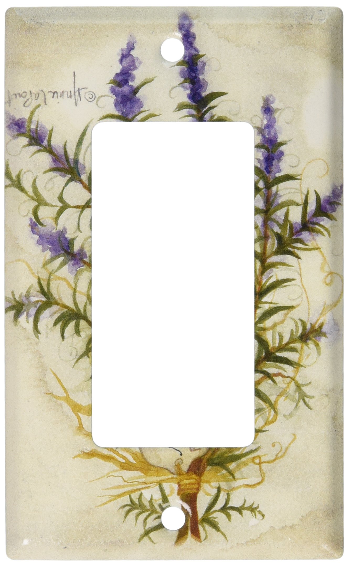 Decorative Art Plates - Rosemary Themed Switch Plate Cover - Single Rocker Light Switch Plate for Home Decor | Perfect for Kitchen, Bedroom & Living Room Wall Decor