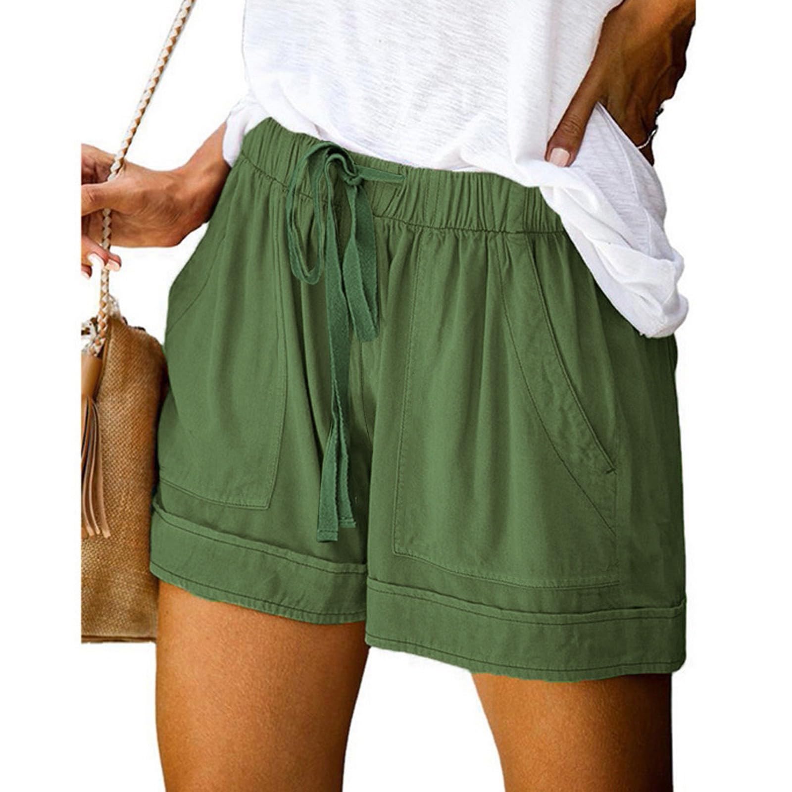 Women's Cotton Linen Shorts - Plus Size Summer Shorts with Pockets | Beach & Casual Wear