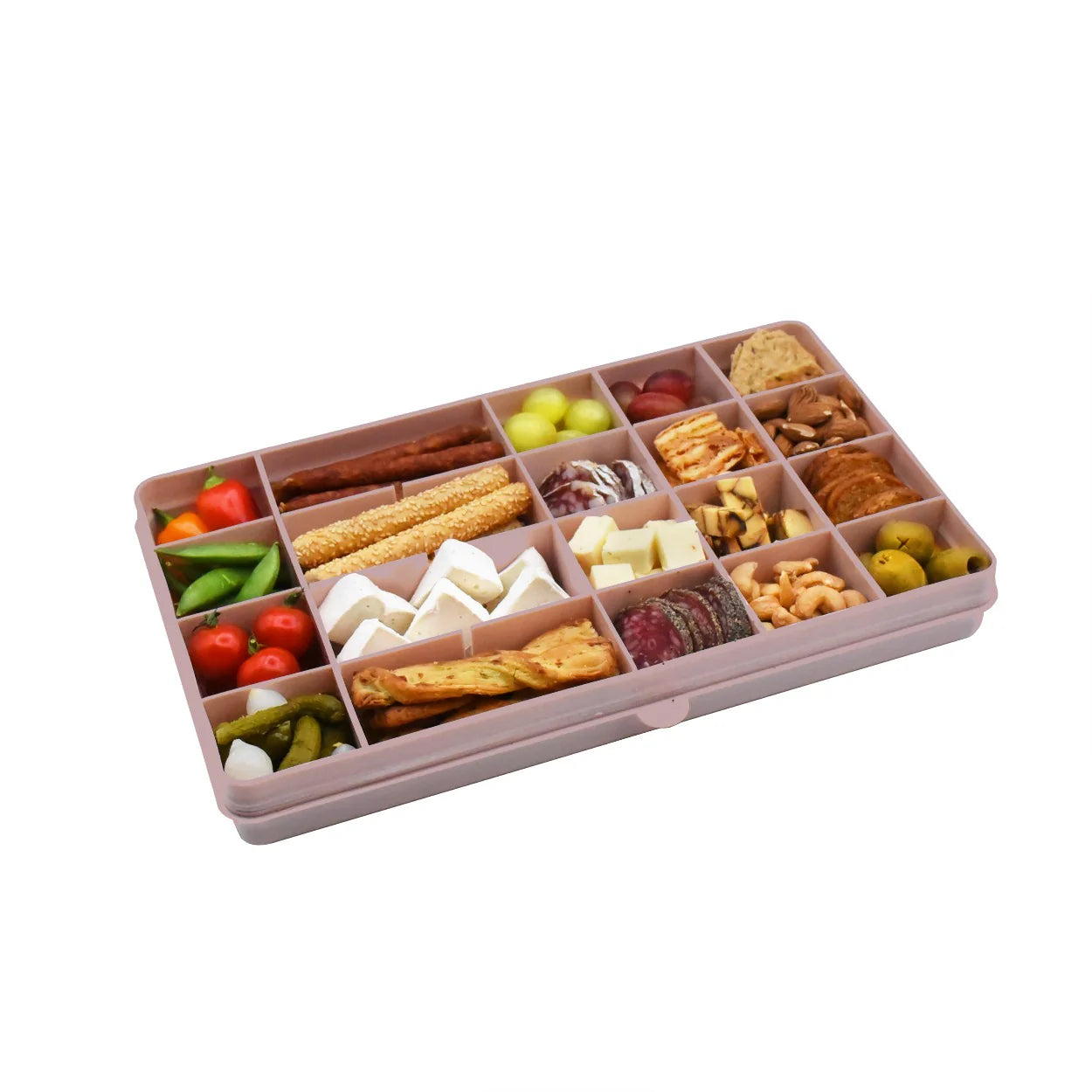 Melii Luxe Snackle Box XL - Large Premium Snack Storage Container with Lid, Pink Aesthetic Organizer for Parties, Picnics & Office Snacks - BPA-Free Plastic Food Box