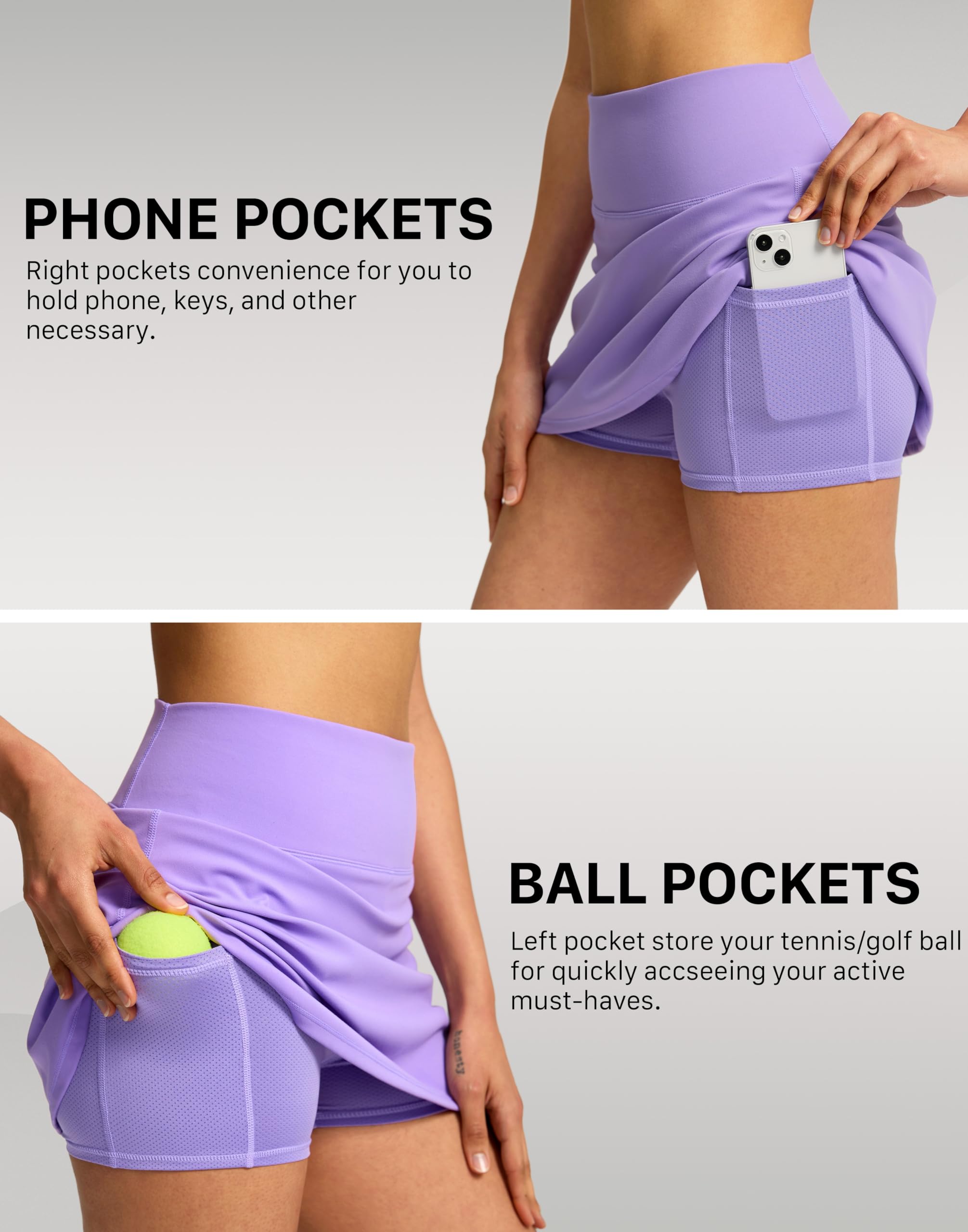 Soothfeel Women's High Waisted Tennis Skirt with Built-in Shorts & Pockets - Breathable Athletic Skort for Golf, Workout & Summer Casual Wear - Perfect for Tennis, Gym, Running & Outdoor Activities