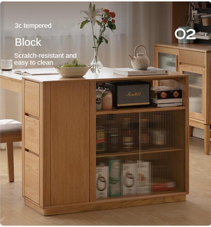Solid Oak Wood Modern Nordic Sideboard - Mid-Century Buffet Cabinet for Dining Room, Living Room & Entryway Storage
