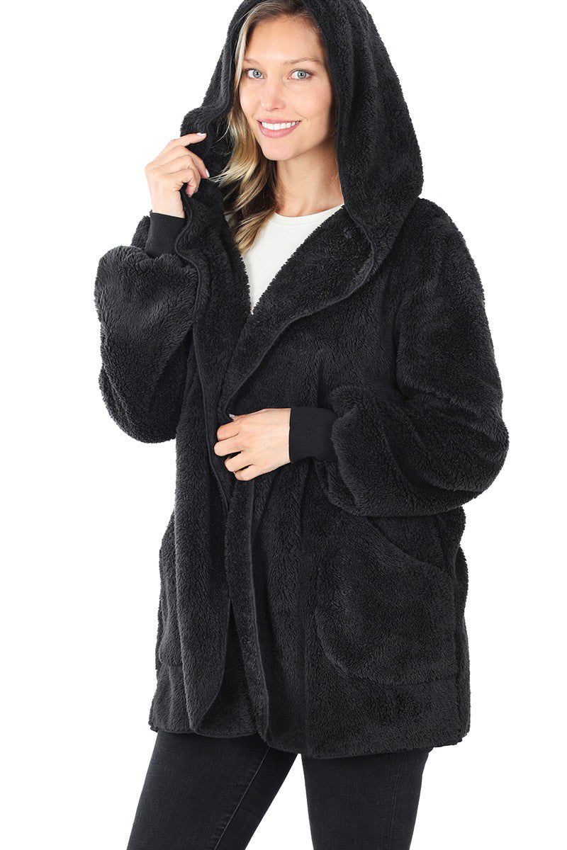 Ultra Soft Faux Fur Hooded Sweater with Pockets - Cozy Winter Pullover for Women, Warm Fleece-Lined Hoodie for Outdoor Activities and Lounge Wear
