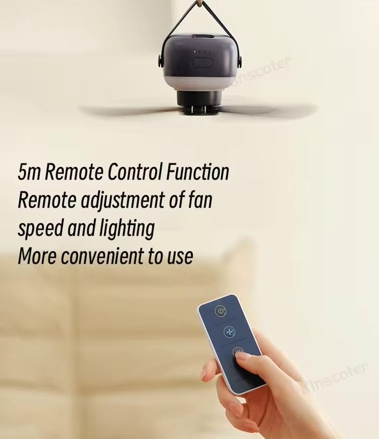 ULTREOS Rechargeable Camping Tripod Light with Ceiling Fan - Portable Outdoor Night Light for Tents, Hiking, Backpacking & Emergency Use