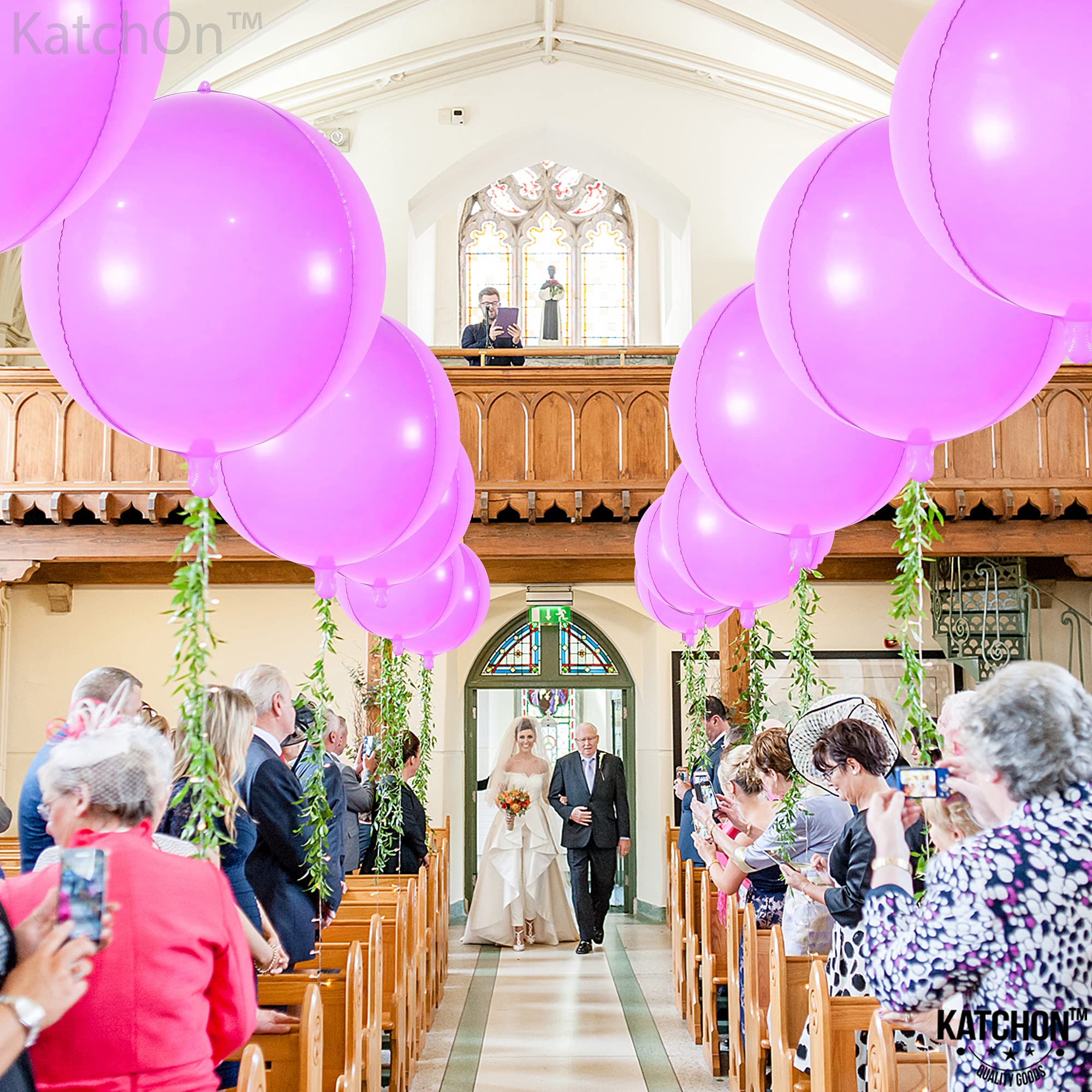 Katchon 22 Inch Pastel Purple Mylar Balloons - Pack of 6 | 360 Degree 4D Foil Balloons for Baby Showers, Birthday Parties & Decorations | Perfect for Unicorn Themed Events, Gender Reveals & Wedding Decor