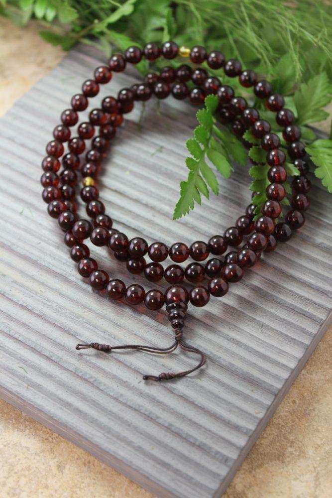 108 Baltic Amber Beads Mala Necklace for Meditation, Yoga & Spiritual Healing – Natural Stress Relief & Positive Energy