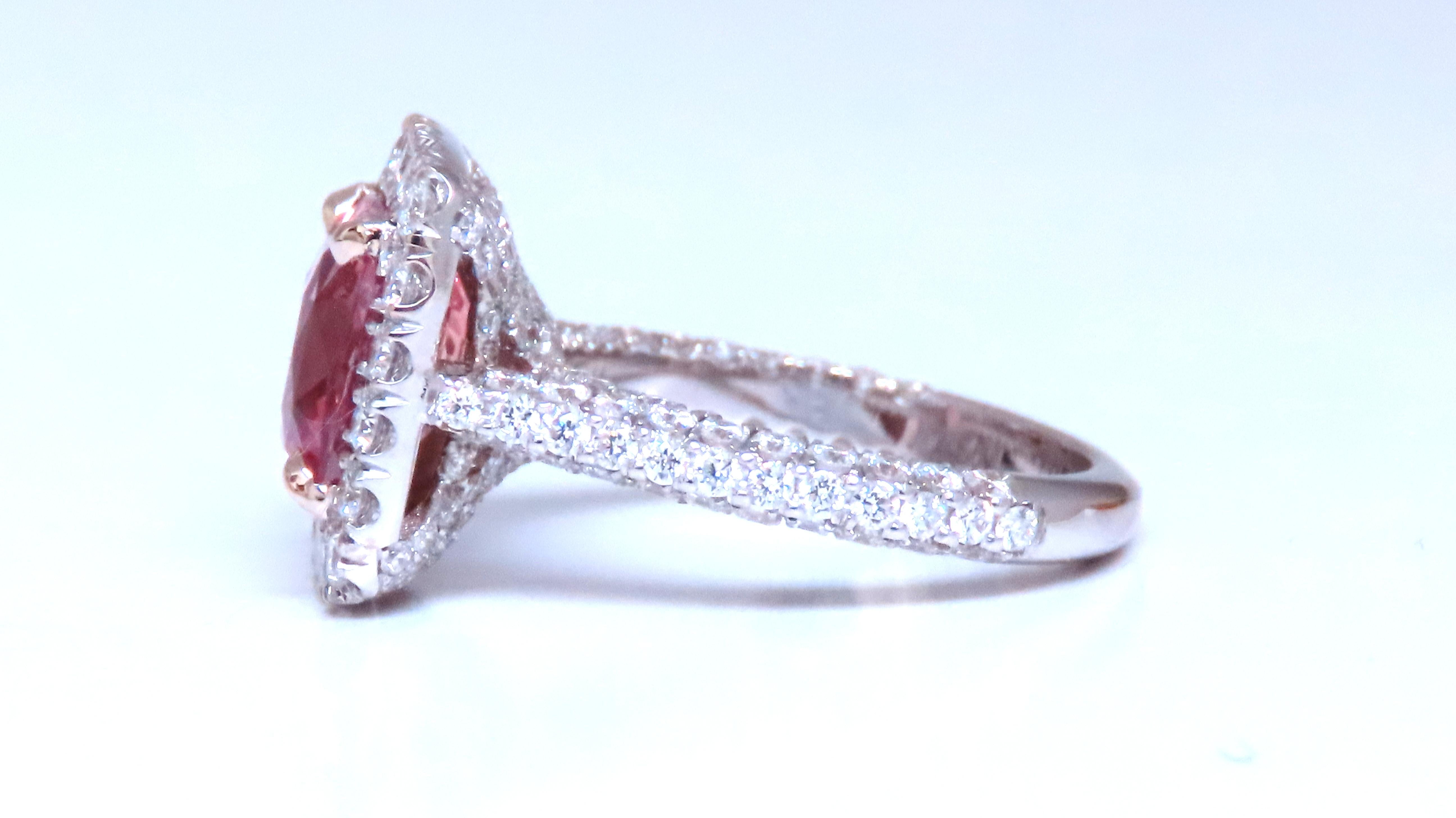 GIA Certified 4.51ct Natural Padparadscha Sapphire Diamond Ring in 18K Gold with Halo Setting - Perfect for Engagement, Anniversary & Special Occasions