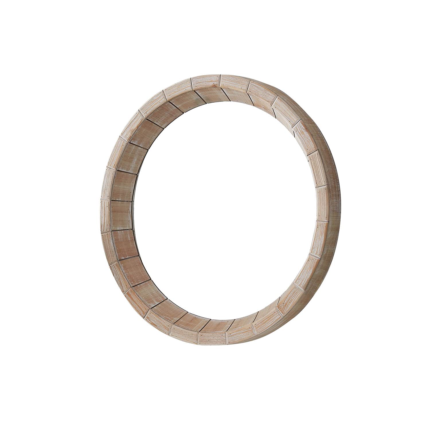 FAVRD 27.25 Inch Round Wall Mirror with Segmented Wood Frame - Farmhouse Style Entryway, Bathroom, Living Room & Bedroom Decor - Perfect for Home Decor, Vanity Makeup Area and Interior Design Accent