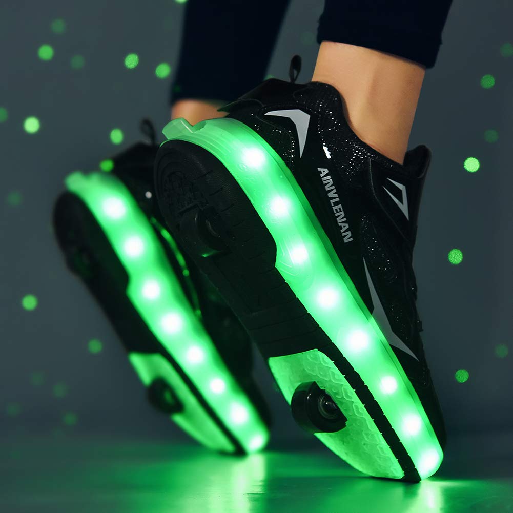 Ylllu Kids LED USB Rechargeable Roller Skate Shoes with Light Up Wheels - Adjustable Light Up Sneakers for Boys & Girls - Perfect for Indoor & Outdoor Play, Birthday Gifts, and Night Skating Fun
