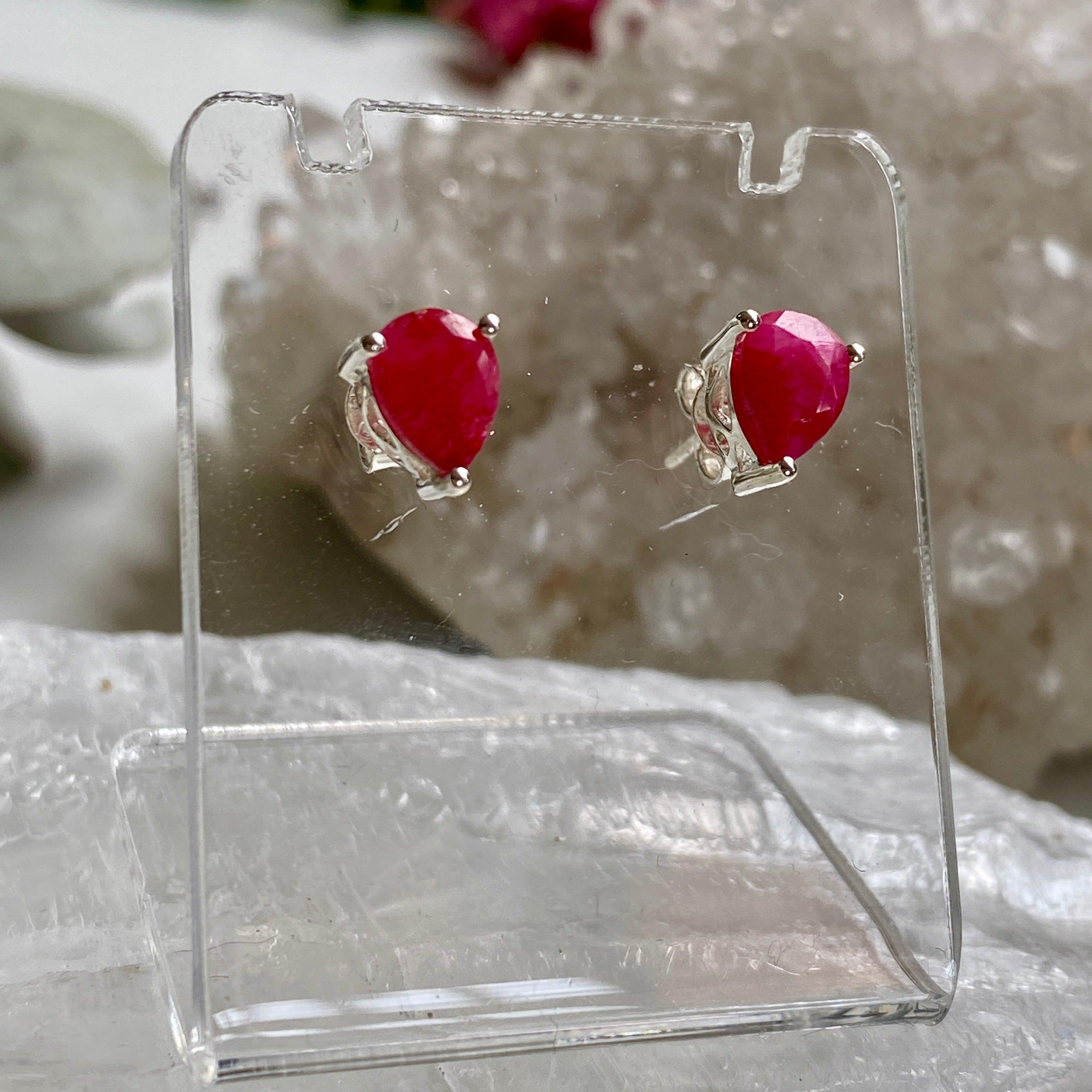 Ruby Teardrop Stud Earrings for Women - 14K Gold Plated Elegant Dangle Earrings KEGJ1037 | Perfect for Weddings, Parties & Everyday Wear