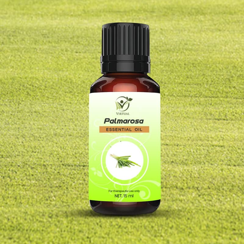 Pure Palmarosa Essential Oil 15ml - 100% Natural, Undiluted & Therapeutic Grade for Hair Growth, Skin Care & Aromatherapy | Perfect for Diffusers, Massage & DIY Beauty Products