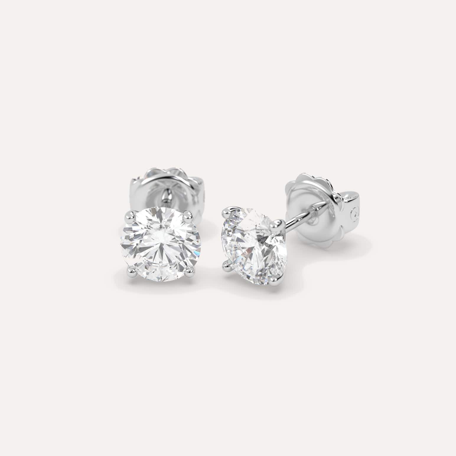 3 Carat Round Diamond Stud Earrings - 14K White Gold Princess Cut Earrings for Women | Perfect for Weddings, Anniversaries & Special Occasions