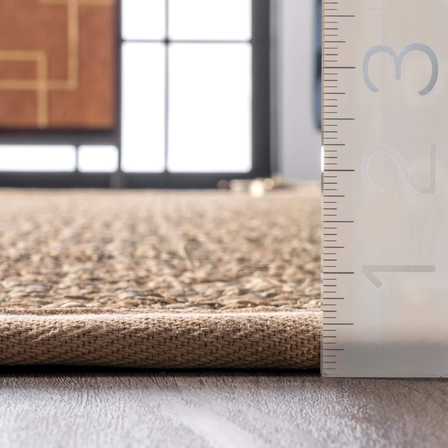 nuLOOM Elijah Seagrass Area Rug 5x8 ft - Natural Beige Basketweave Farmhouse Rug with Cotton Border | Perfect for Bedroom, Living Room, Dining Room, Office & Entryway | Eco-Friendly Natural Fiber Rug for Home Decor
