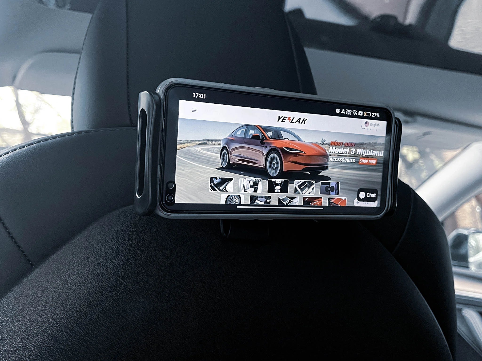 Universal Backseat Car Phone & iPad Holder - Headrest Mount for Tesla Model 3/Y & Model 3 Highland | Secure Tablet & Smartphone Stand for Kids Entertainment & Road Trips