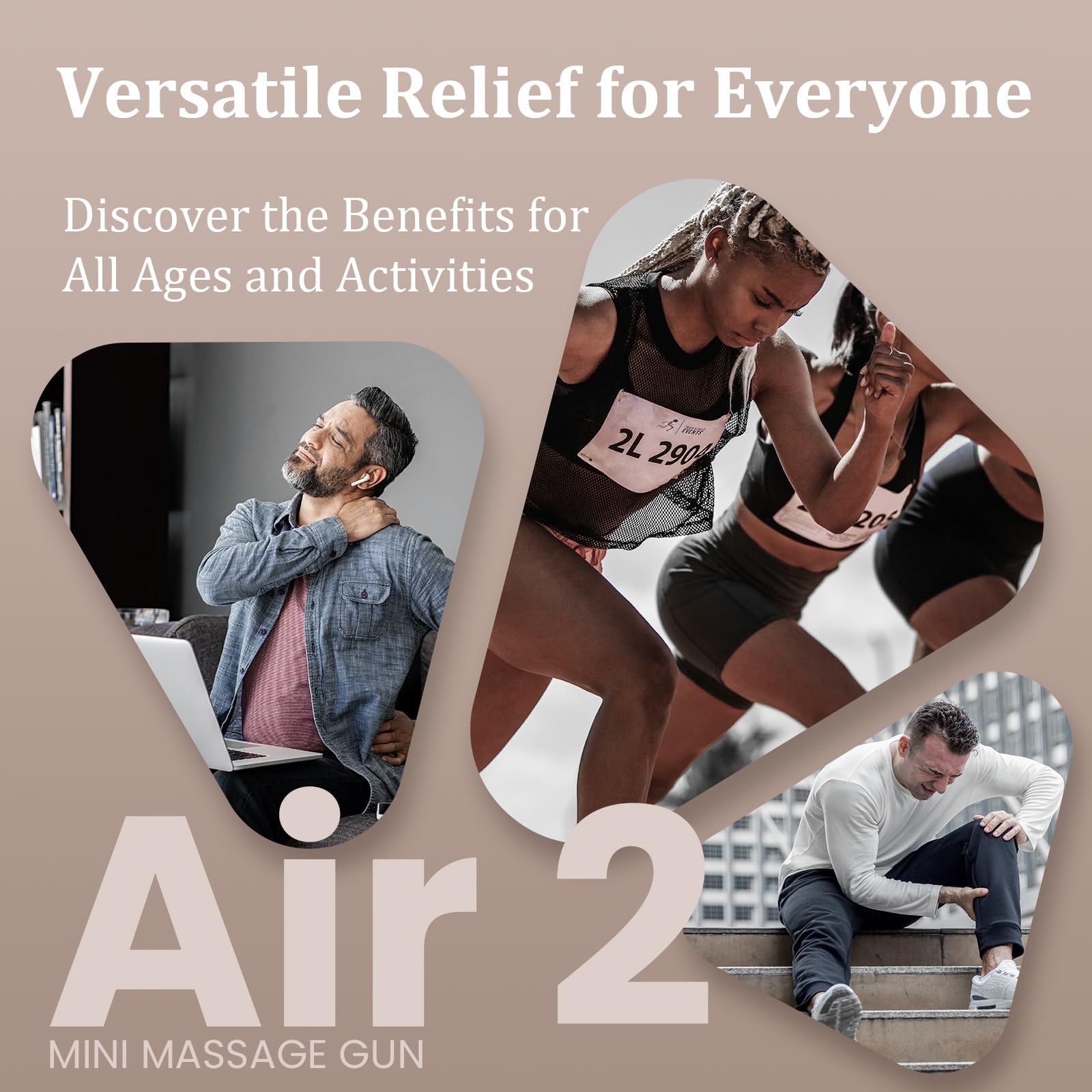 Bob and Brad Air 2 Massage Gun - Portable Deep Tissue Massager with 12MM Amplitude & USB-C Charging - Relieves Muscle Pain, Great Gift for Athletes, Office Workers & Travelers - Perfect for Post-Workout Recovery, Stress Relief & On-The-Go Relaxation