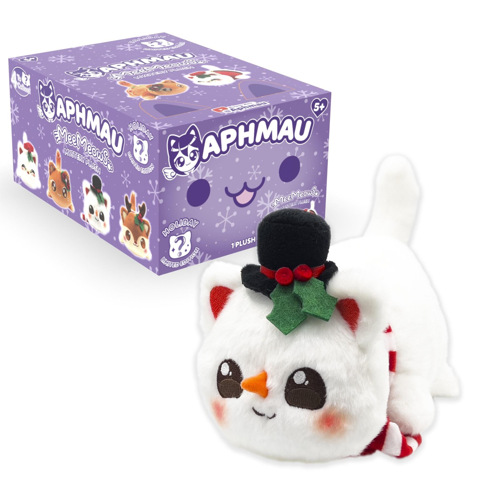 Aphmau MeeMeows 6-Piece Christmas Mystery Blind Box Collection - Cute Cat Plush Toys for Kids, Gift Exchange & Holiday Decorations