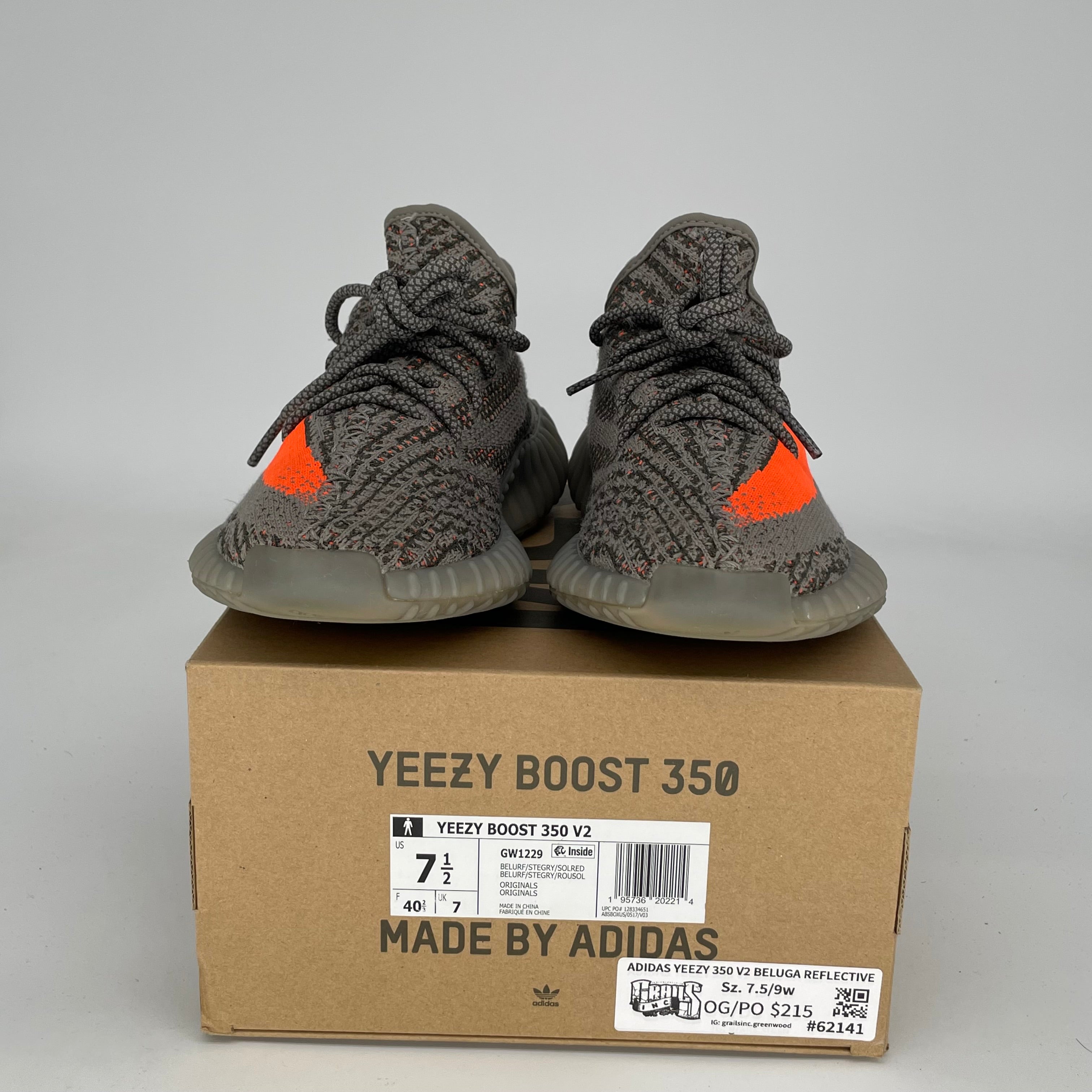 Adidas Yeezy Boost 350 V2 Beluga Reflective Sneakers - Men's Size 7.5 (GW1229) | Limited Edition Running Shoes for Streetwear & Casual Outfits