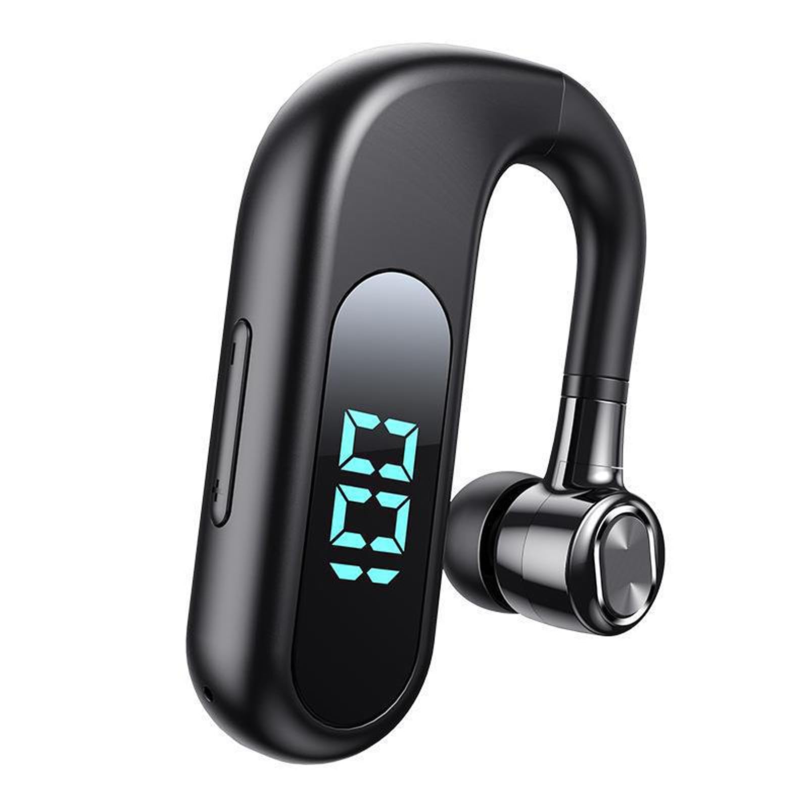 Single Bluetooth Earbud - Wireless BT 5.2 Headset with Digital Display | Rotatable Comfortable Earphone with Clear Sound for Smartphones (V13 Black) | Perfect for Workouts, Commuting & Hands-Free Calls