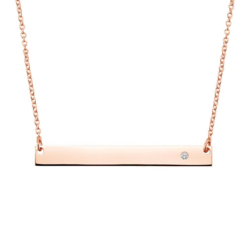 Personalized Engravable Bar Necklace with Genuine Moissanite - Elegant Jewelry Gift for Women, Anniversary, Birthday & Special Occasions