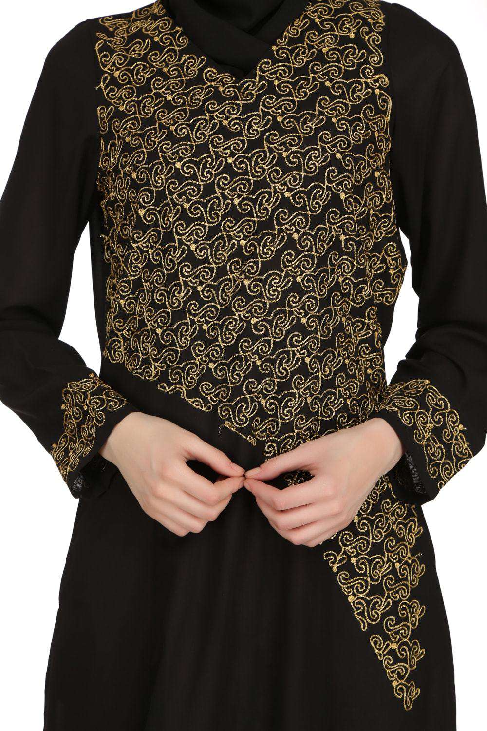 Malika Black Nida Abaya - Elegant Muslim Prayer Dress for Women | Perfect for Mosque, Islamic Events & Modest Fashion