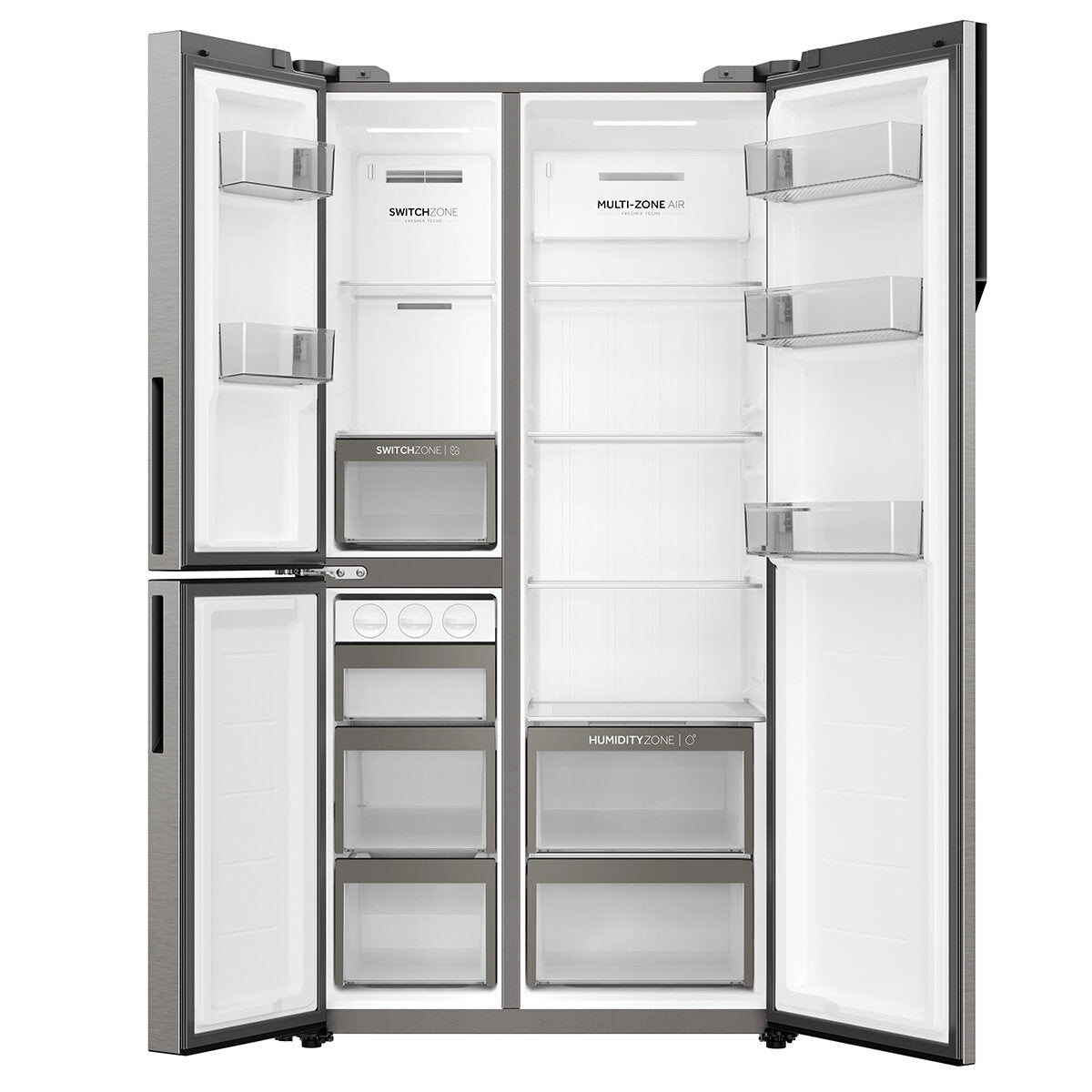 Haier 574L S+ 3-Door Side by Side Refrigerator - Stainless Steel, Energy Star Rated, HRF575XS - Perfect for Large Families & Open Kitchen Designs