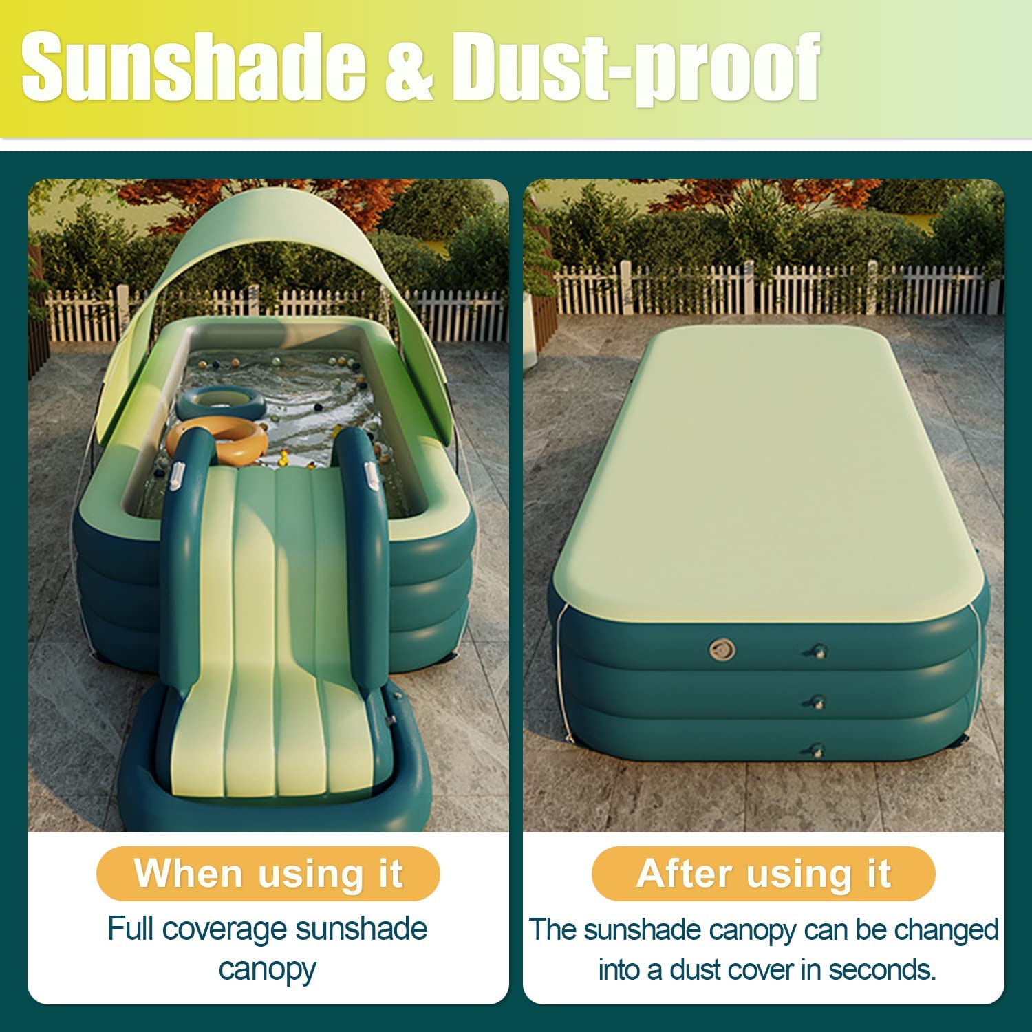 YUEWO 2.6m Inflatable Swimming Pool with Canopy - Portable Above Ground Blow Up Pool for Adults & Family - Outdoor Garden Backyard Summer Fun (Yellow, 3 Layers) - Perfect for Parties, Relaxation & Kids Play