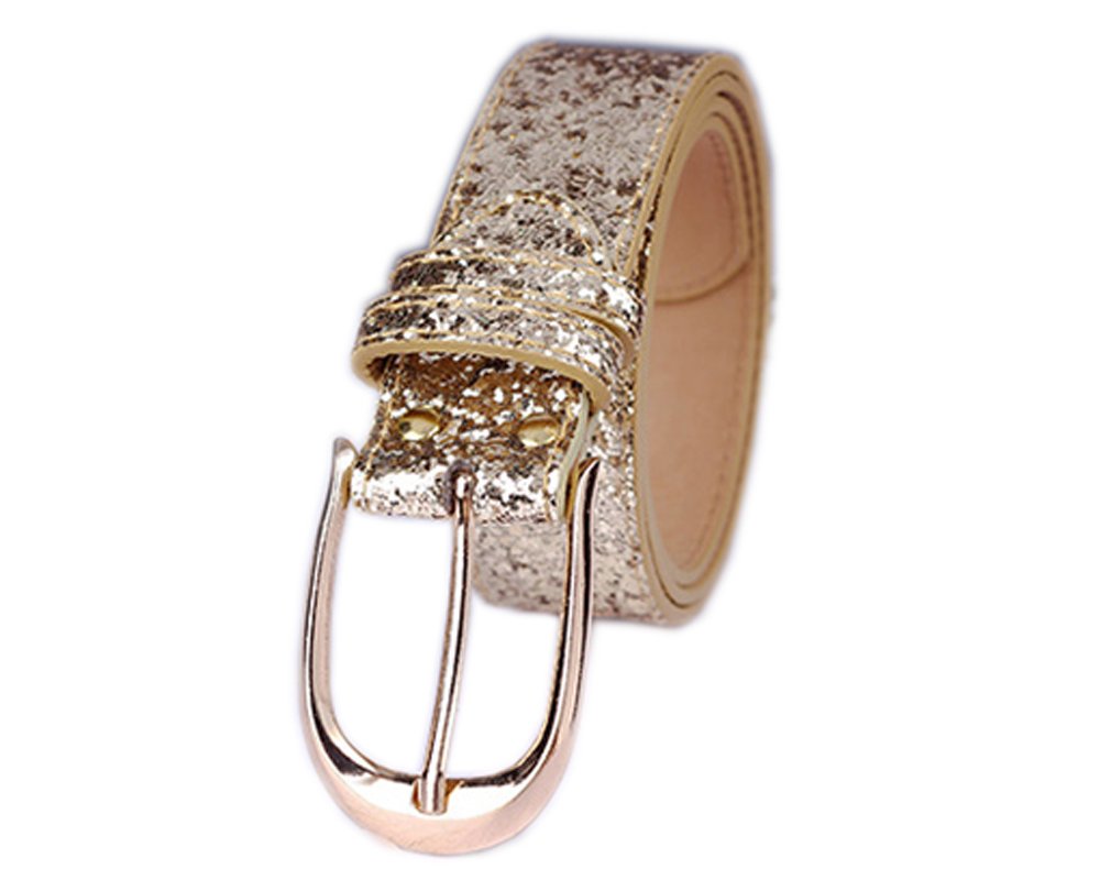 Sequin Studded Women's Leather Belts for Jeans with Gold Buckle - Fashion Waist Belt for Women, Stylish Accessory for Denim, Pants & Dresses | Perfect for Casual Outfits, Parties & Special Occasions