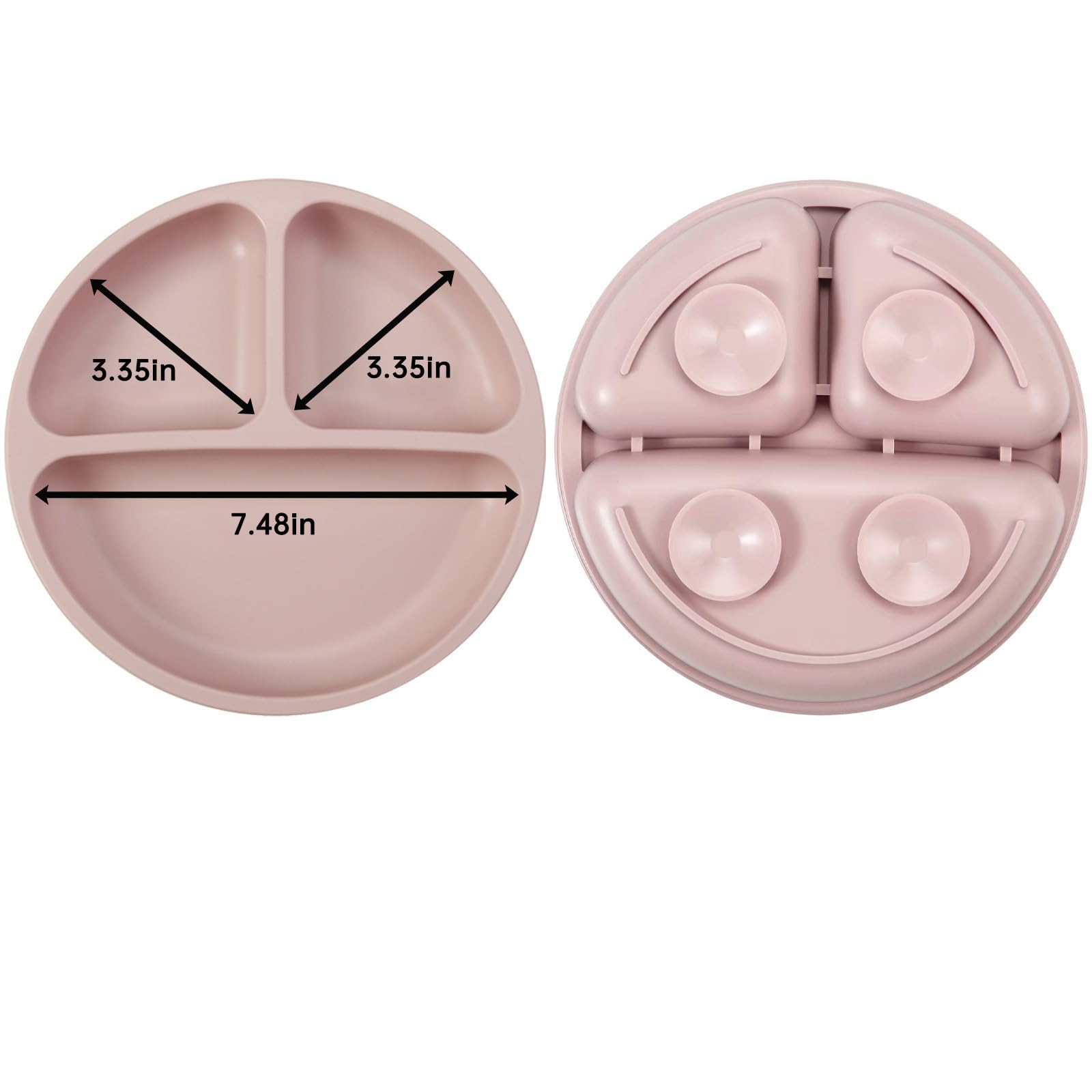 PandaEar 9-Piece Silicone Baby Feeding Set - Self Feeding Utensils for Baby Led Weaning | Divided Suction Plate, Bowl, Bibs, Sippy Cup & Snack Container with Spoons & Forks (Pink) | Perfect for Toddlers Learning to Eat Independently at Home or Travel