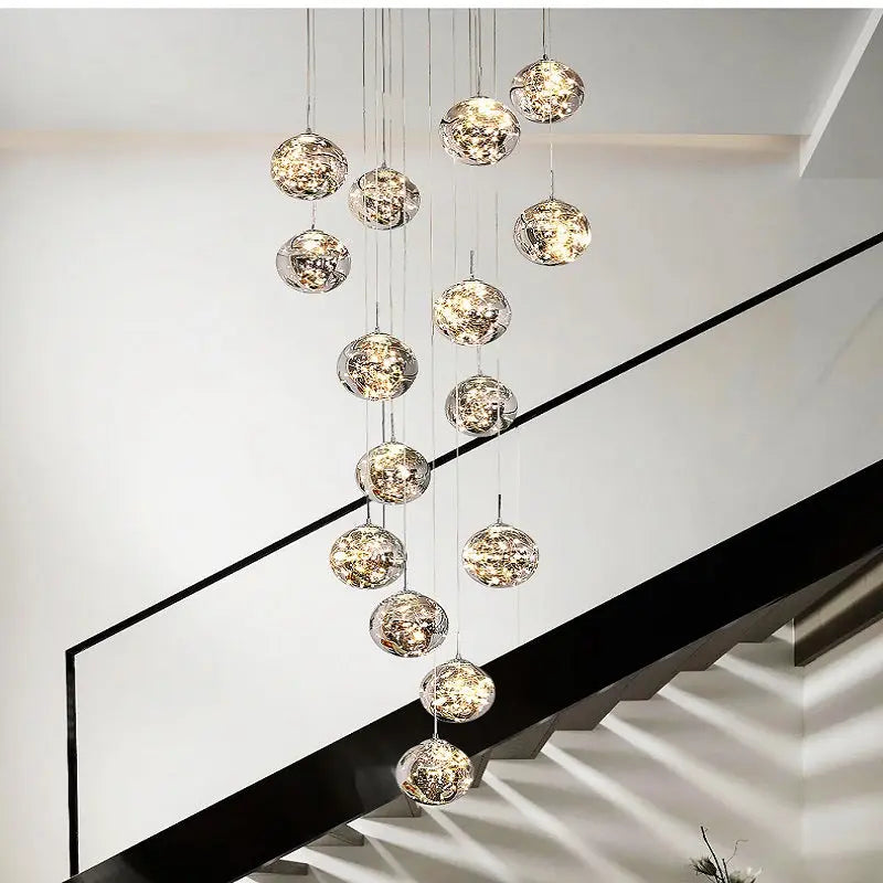Modern Spiral Chandelier - Elegant Staircase Lighting Fixture for Home & Hotel Decor | Perfect for Foyers, Living Rooms and Grand Entrances