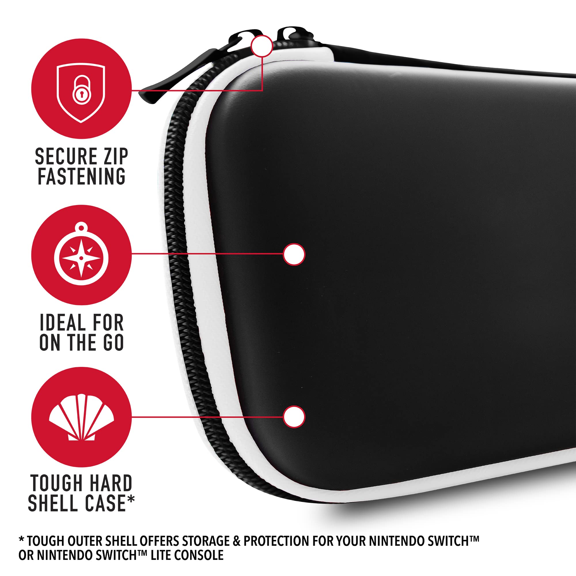 4Gamers Hard Shell Travel Case for Nintendo Switch, Lite & OLED - Includes Headset & Premium Braided USB-C Charging Cable | Portable Gaming Accessories for Travel, Commute & Home Use