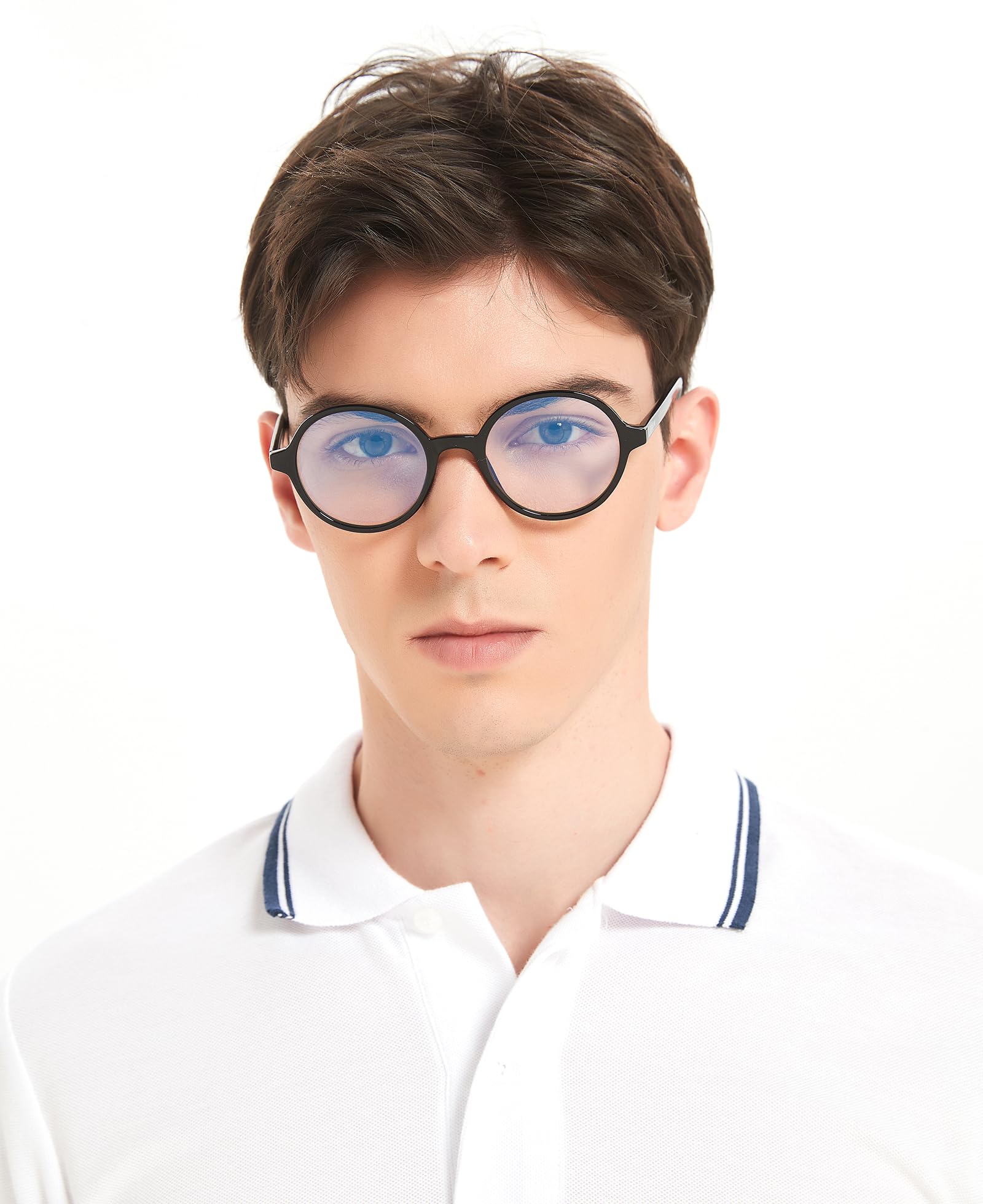 Blue Light Blocking Glasses for Women & Men - Small Round Frame Computer Glasses Anti Glare UV400 Protection (Black) - Perfect for Office Work, Gaming & Screen Time